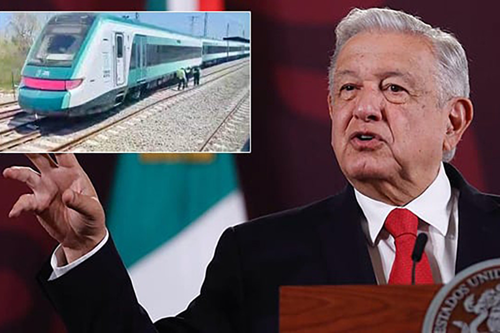 AMLO anuncia investigación tras el descarrilamiento del Tren Maya.