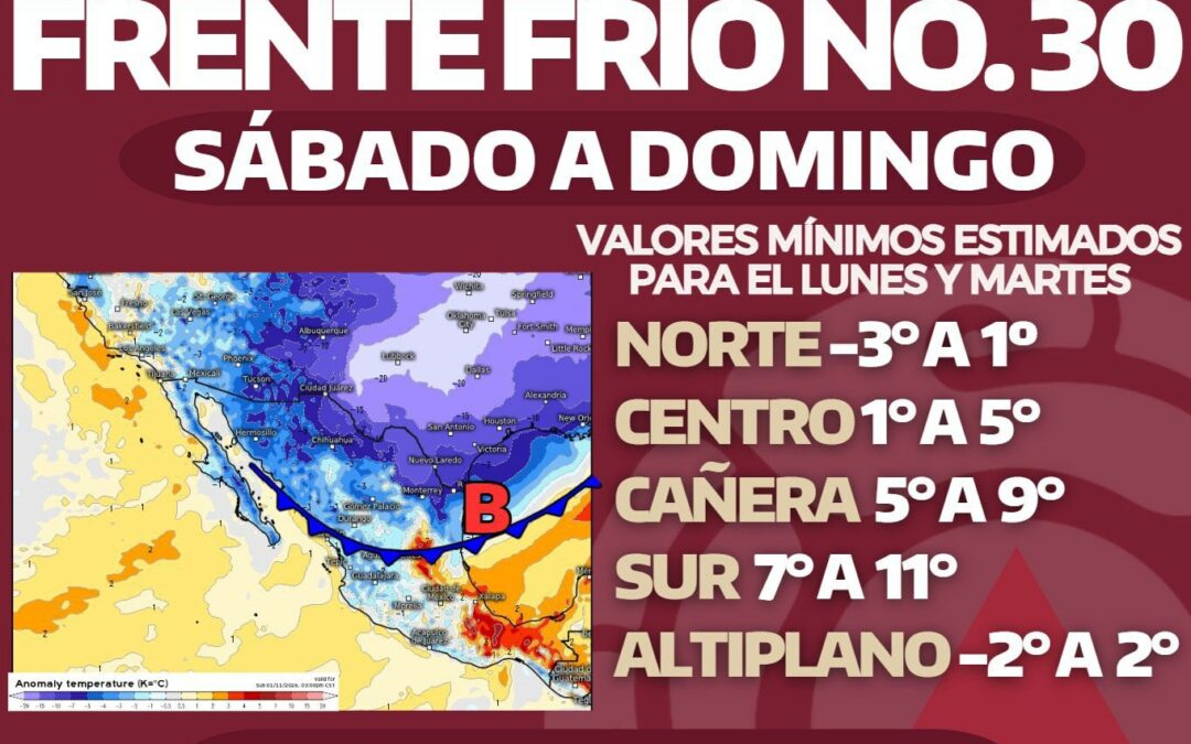 Una masa de aire ártico ingresará a Tamaulipas paulatinamente de sábado a domingo dependiendo de la zona, la cual ocasionaría un moderado a fuerte descenso en las temperaturas.