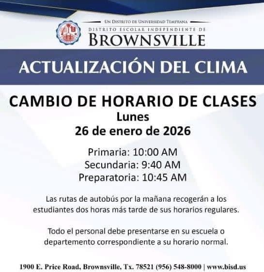 ACTUALIZACIÓN DEL CLIMA | CAMBIO DE HORARIO ESCOLAR
