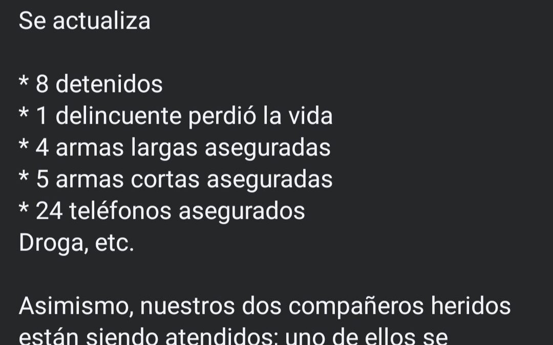Omar García Harfuch informa de la detención de 8 hombres, miembros del grupo criminal “Los Linos”, uno de ellos el líder de la banda delictiva, además del fallecimiento de un agresor.
