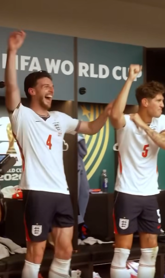 La Selección de Inglaterra festejando su victoria contra México
