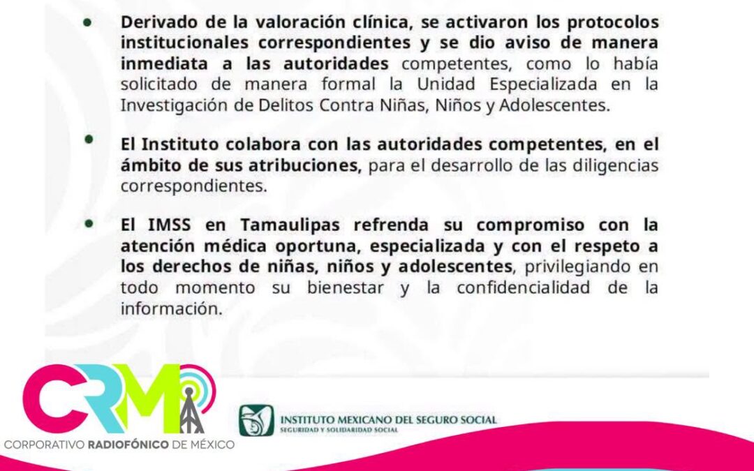IMMS emite informe acerca de Nohemí, niña de 11 años con un embarazo de 5 meses.